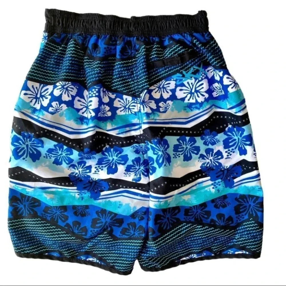 Fun SKECHERS - Blue & Black Floral - Board Shorts/ Swim Trunks - SIZE 16 Boys